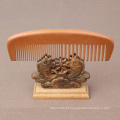 FQ marca cabelo logotipo personalizado dentes largos dobrável massagem requintado pente de madeira pêssego